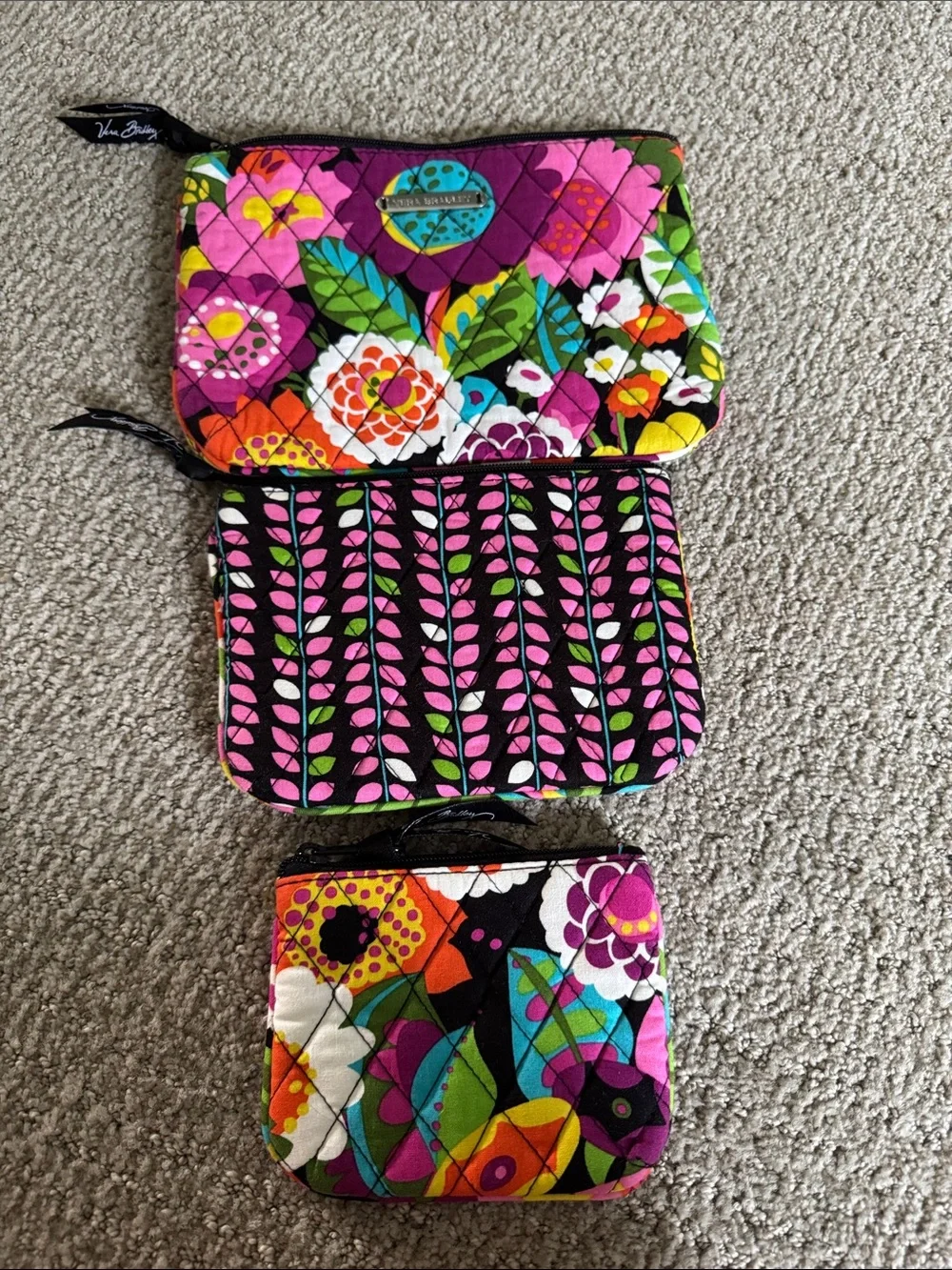 Vera Bradley Multicolor Floral Quilted Wristlet Set - Pink/Black